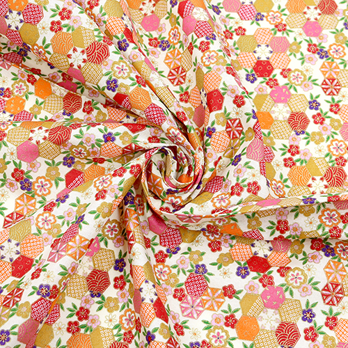Hexagones Dorés Japonais Sakura Fleur de Prunier 2