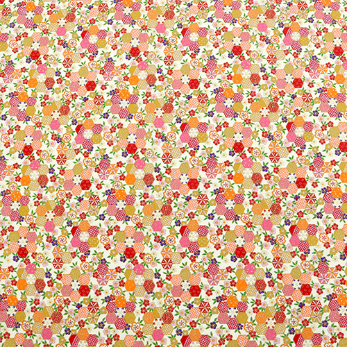 Hexagones Dorés Japonais Sakura Fleur de Prunier 4