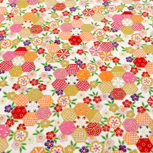 Hexagones Dorés Japonais Sakura Fleur de Prunier 5