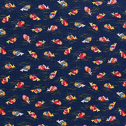 Japanese Patterned Swimming Fish Fabric by Japanese Indie