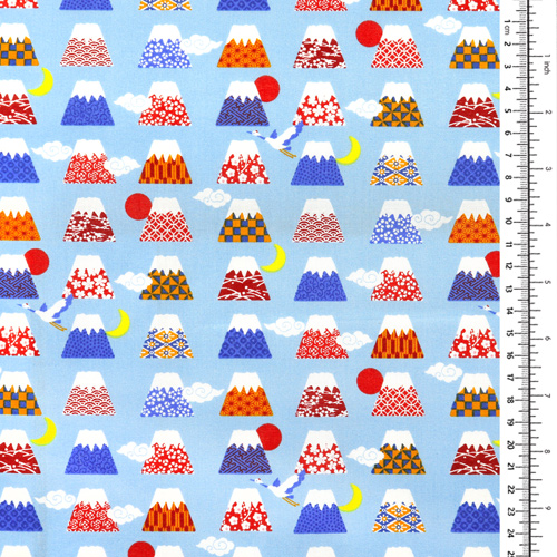 Monte Fuji Cielo Blu Nuvole Sole Luna 1