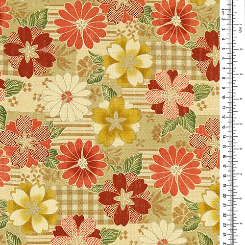 Japanisch Gemusterte Blumen Gestreiftes Patchwork 1