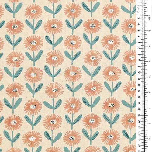 Jolie Fleur Peinte sur Tissu Naturel 1