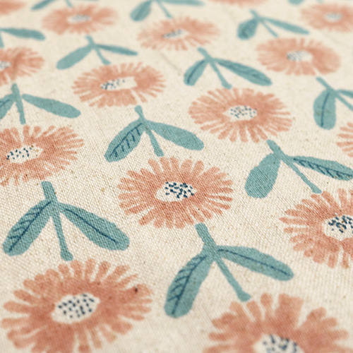 Jolie Fleur Peinte sur Tissu Naturel 5
