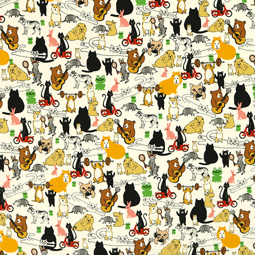 Zoo D’animaux De Compagnie Musicaux Et Sportifs Tissu par Japanese Indie