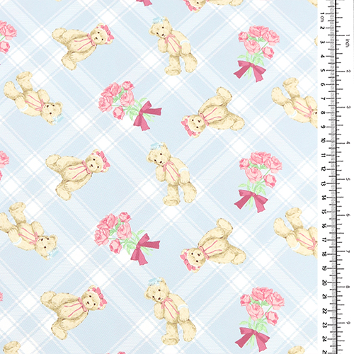 Adorable Oso Tartán De Cuadros Rosas Azul 1