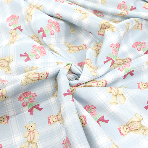 Adorable Oso Tartán De Cuadros Rosas Azul 2