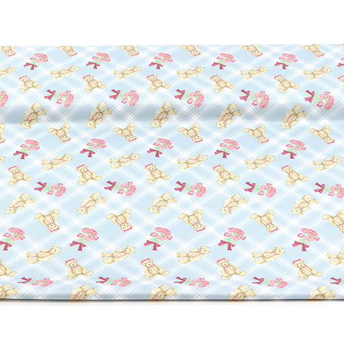 Adorable Oso Tartán De Cuadros Rosas Azul 3