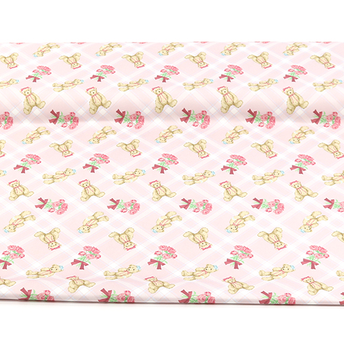 Adorable Bear Tartan Plaid Roses Pink 3