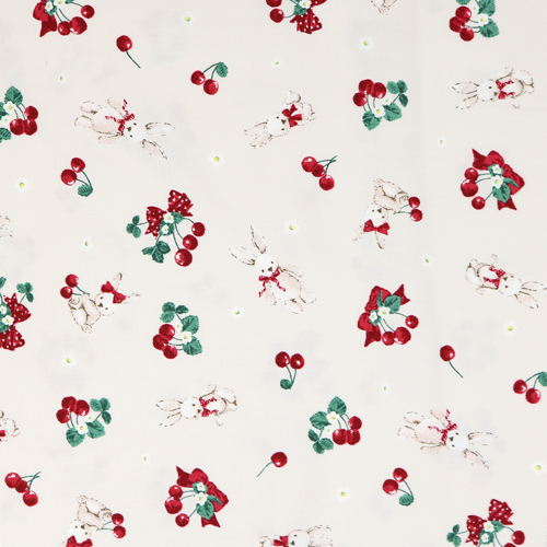 Adorable White Rabbit Cherry Bow