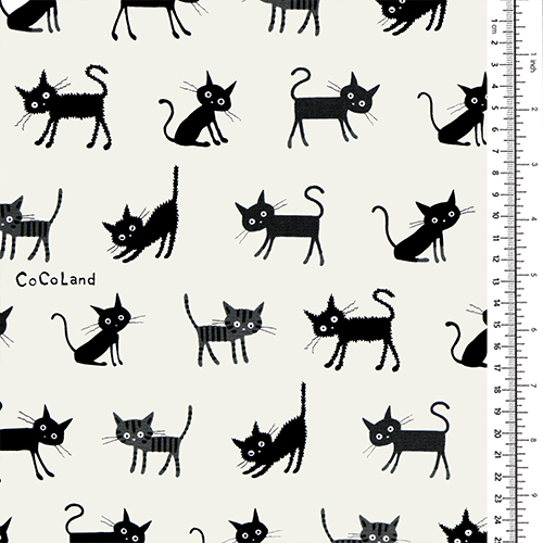 Cocoland Small Classic Black Cats Fabric By Japanese Indie - Modes4u