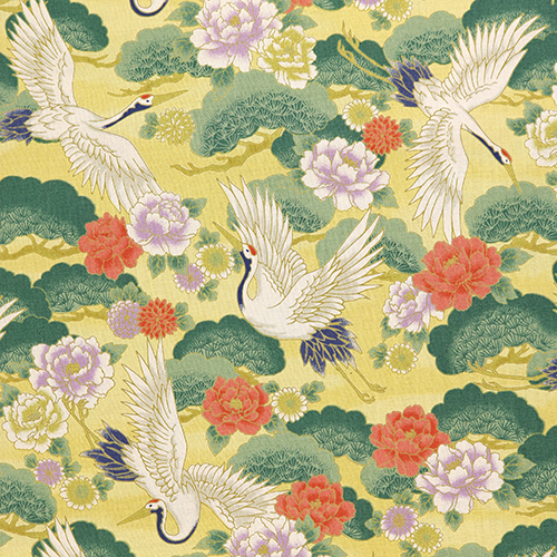 Japanese Crane Pine Tree Peony Blue