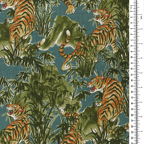 Bamboo Forest Crouching Tiger Teal 1