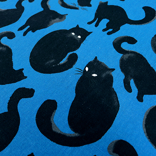 Large Japanese Inky Caligraphy Cats Fabric by Japanese Indie - modes4u