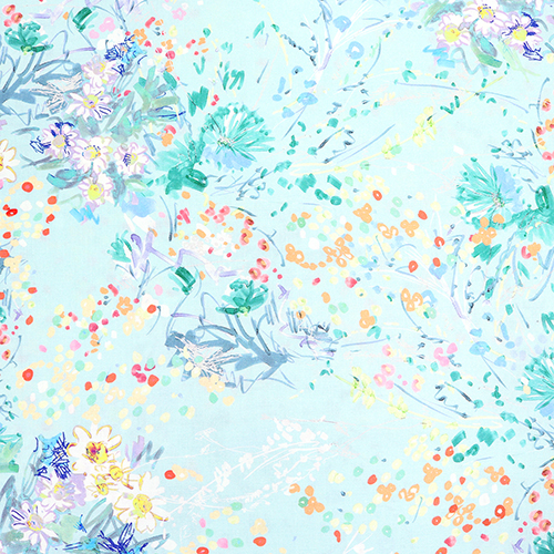 Jardin D't De Fleurs Sauvages Esquiss Peint Tissu par Japanese Indie