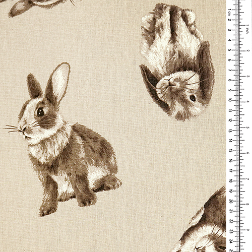 Lapins Vintage Sépia sur Toile Naturelle 1
