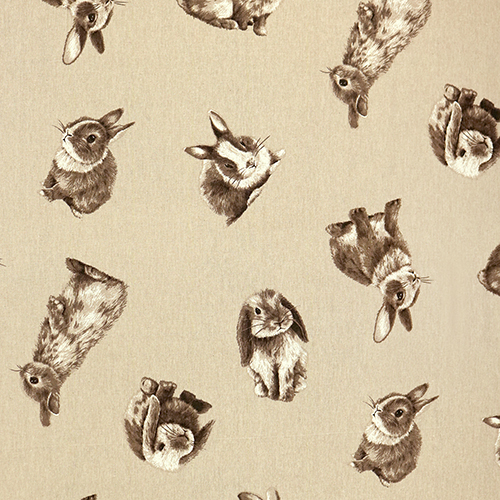 Lapins Vintage Sépia sur Toile Naturelle 4