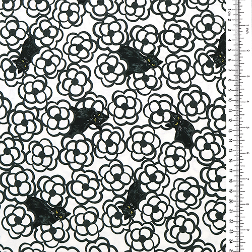 Chats Noirs Esquissés Calligraphie Fleurs 1