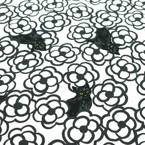 Chats Noirs Esquissés Calligraphie Fleurs 5