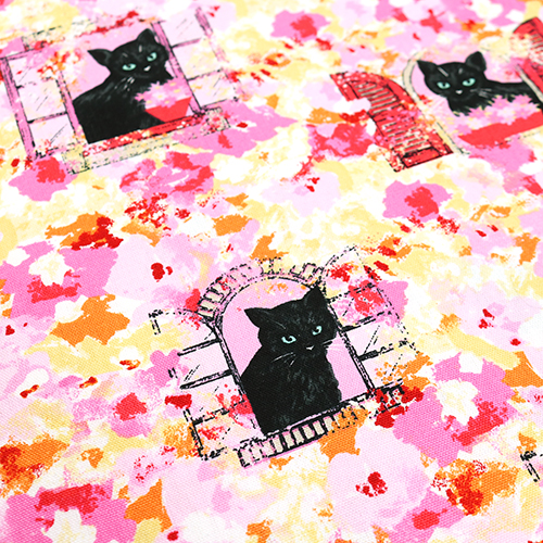 Chat Noir Fenêtres Florales Peinture Montage 5