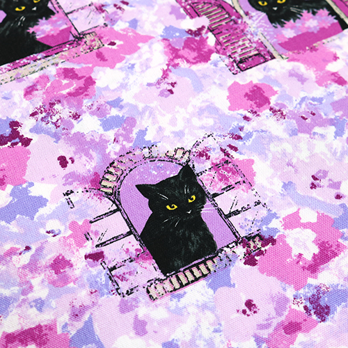 Schwarze Katze Fenster Malerisches Blumenmontage 5