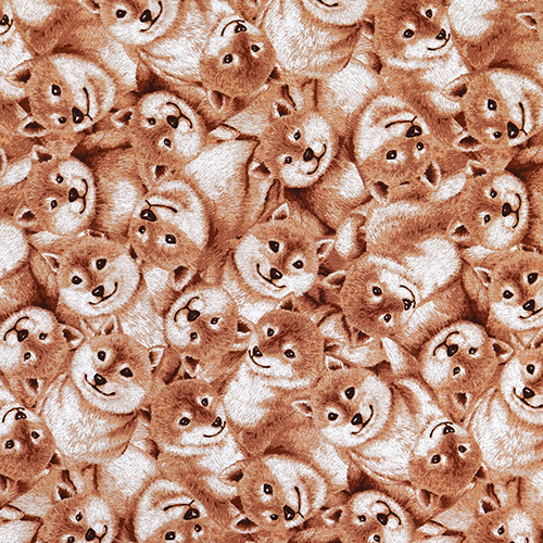 Montage Compact de Shibas Vintage en Spia Tissu par Japanese Indie