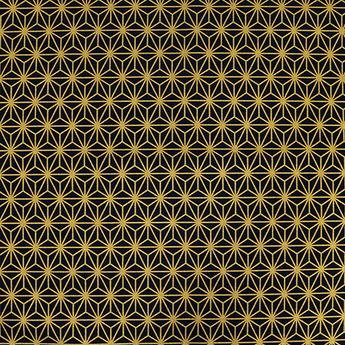 Motif toile Asanoha Noire Avec Or Mtallique Tissu par Japanese Indie