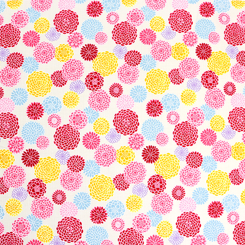Ttes De Fleurs De Chrysanthme Disperses Tissu par Japanese Indie