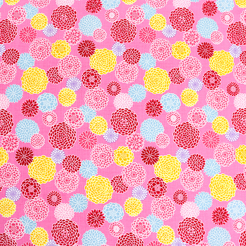 Ttes De Fleurs De Chrysanthme Disperses Tissu par Japanese Indie