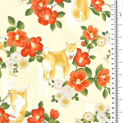 Chien Shiba Inu Fleurs De Camélia 1