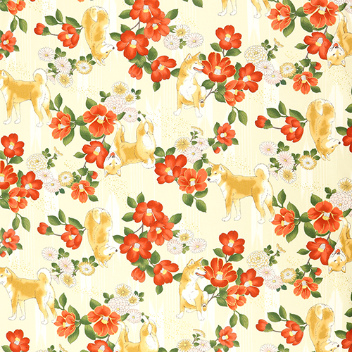 Chien Shiba Inu Fleurs De Camélia 4