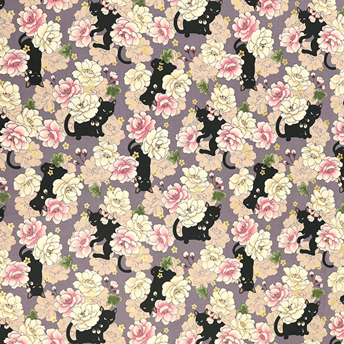 Neko Chats Noirs Pivoines Or Sakura 4
