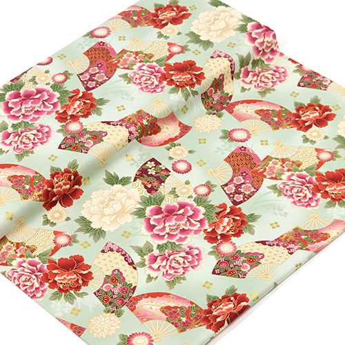 Éventails à motif traditionnel Pivoines Or 3