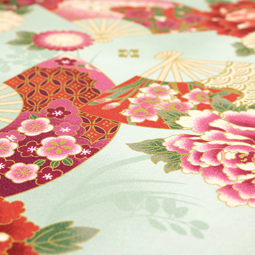 Éventails à motif traditionnel Pivoines Or 5