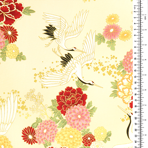 Chrysanthemums Peony Crane Tsuru Gold 1
