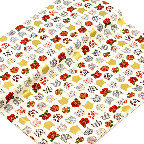 Tête de chat Or Motif japonais Camélia 3