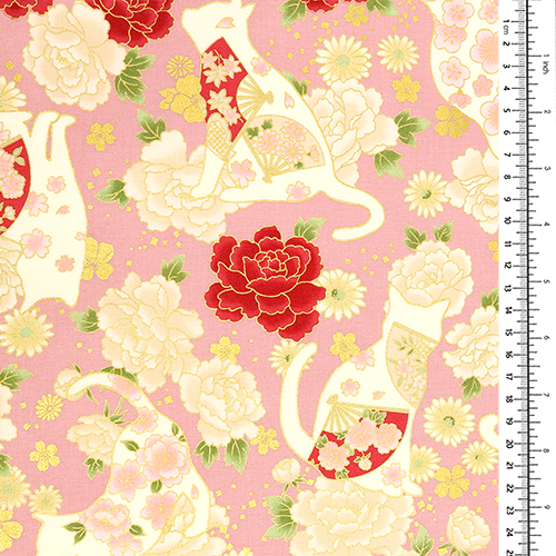 Cat Silhouette Gold Roses Fans 1