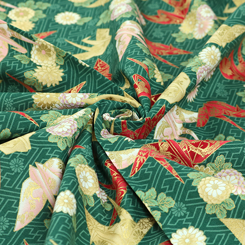 Golden Origami Paper Crane Green 2