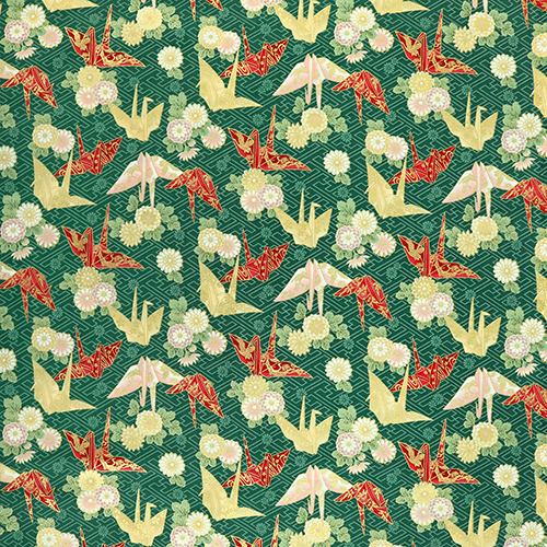 Golden Origami Paper Crane Green 4