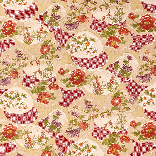 Fleurs Japonaises Pierres Peintes Tissu par Japanese Indie