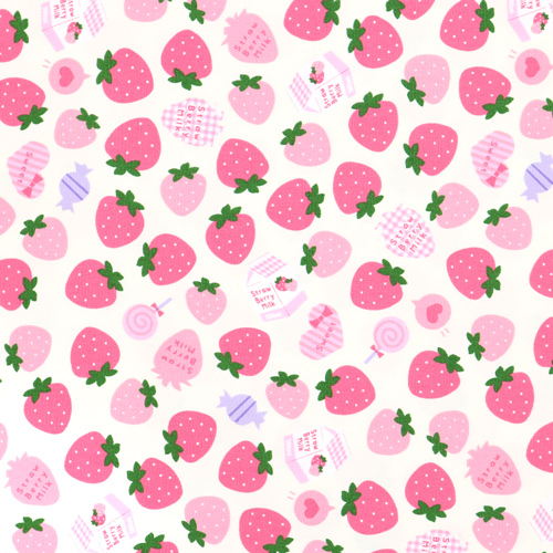 Fruity Strawberry Ichigo Milk Candy Fabric by Japanese Indie