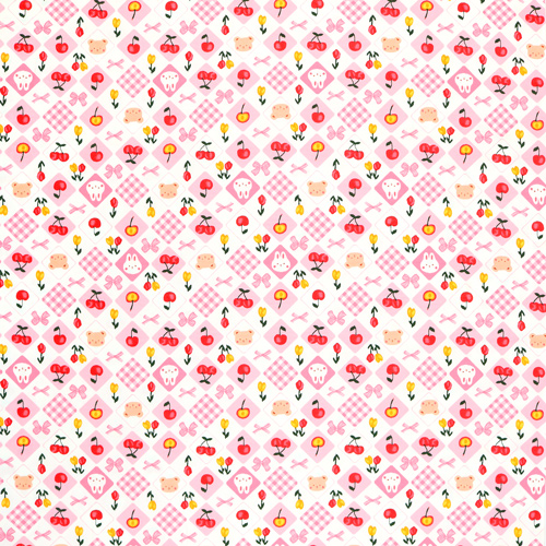 Animals Gingham Bows Flowers Cherries 4