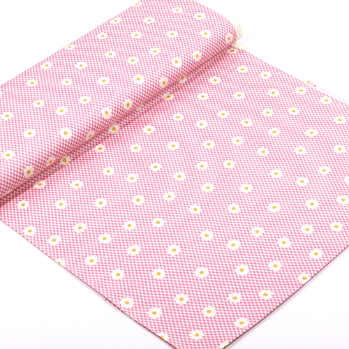 Picnic Gingham Daisy Flowers Check Fabric by Japanese Indie