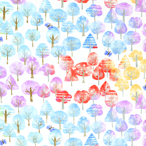 Arbres De Fort Peints En Arc-En-Ciel Tissu par Japanese Indie
