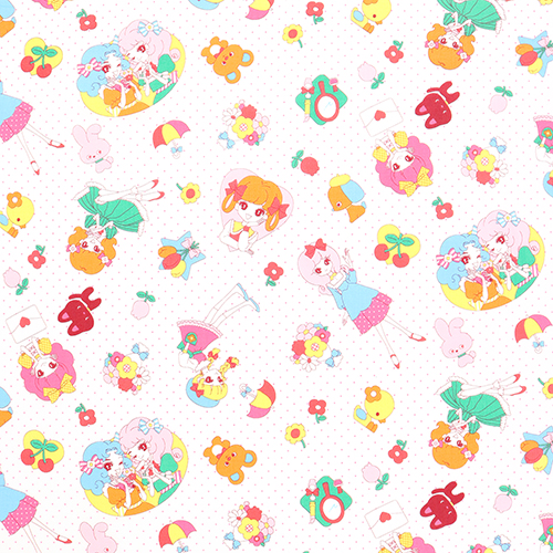 Filles Vintage Rtro  Pois Tissu par Japanese Indie