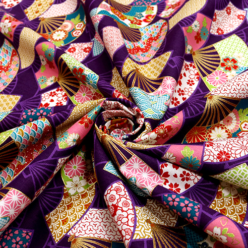 Éventails Sensu Japonais Dorés à Motifs 2