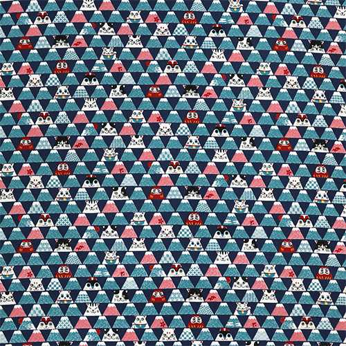 Chat Mt Fuji Poupe Daruma Tissu par Japanese Indie