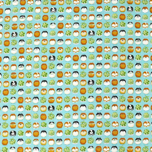 Chien Mameshiba Rond Karakusa Tissu par Japanese Indie