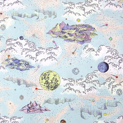 Atmosphre Mystique Nuageuse Plantes Clestes Tissu par Japanese Indie