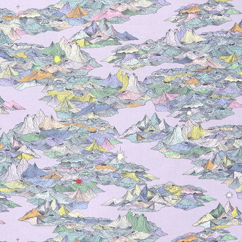 Montagnes Mystiques Carte Cleste Antique Tissu par Japanese Indie